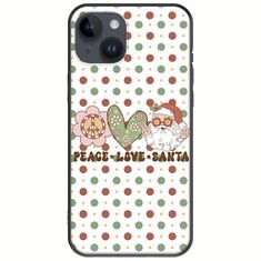 Peace Love Santa iPhone 15 Plus Black TPU (Μαύρη Σιλικόνη)