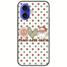 Peace Love Santa iPhone 16 Black TPU (Μαύρη Σιλικόνη)