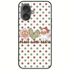Peace Love Santa iPhone 16 Plus Black TPU (Μαύρη Σιλικόνη)