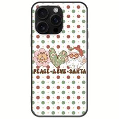 Peace Love Santa iPhone 16 Pro Max Black TPU (Μαύρη Σιλικόνη)