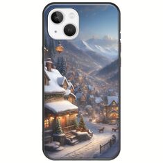 Cozy Christmas Village iPhone 14 Black TPU (Μαύρη Σιλικόνη)
