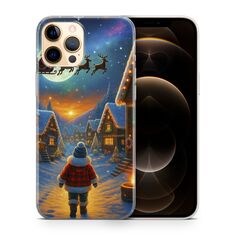 Χριστουγεννιάτικη θήκη Santa Over The Village με Άγιο Βασίλη πάνω από το χωριό