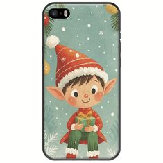 Smiling Elf Present iPhone 5/5s/SE 2016 Black TPU (Μαύρη Σιλικόνη)