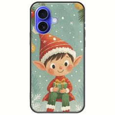 Smiling Elf Present iPhone 16 Black TPU (Μαύρη Σιλικόνη)
