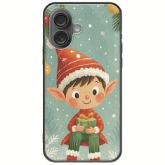 Smiling Elf Present iPhone 16 Plus Black TPU (Μαύρη Σιλικόνη)