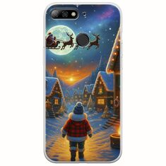 Santa Over The Village Huawei P Smart Flexible TPU (Διάφανη Σιλικόνη)