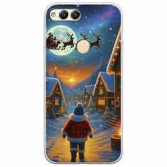 Santa Over The Village Huawei Honor 7X Flexible TPU (Διάφανη Σιλικόνη)
