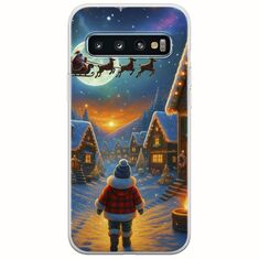 Santa Over The Village Samsung Galaxy S10 Plus Flexible TPU (Διάφανη Σιλικόνη)