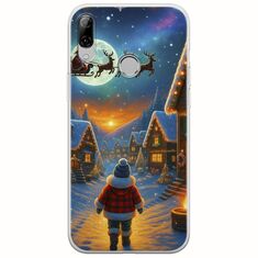 Santa Over The Village Huawei P Smart 2019 Flexible TPU (Διάφανη Σιλικόνη)