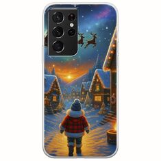 Santa Over The Village Samsung Galaxy S21 Ultra Flexible TPU (Διάφανη Σιλικόνη)