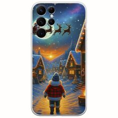 Santa Over The Village Samsung Galaxy S22 Ultra Flexible TPU (Διάφανη Σιλικόνη)