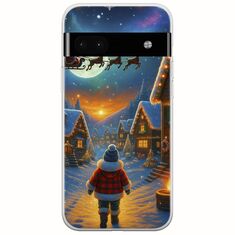 Santa Over The Village Google Pixel 6a 5G Flexible TPU (Διάφανη Σιλικόνη)