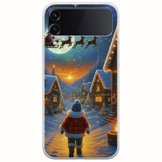Santa Over The Village Samsung Galaxy Z Flip 4 5G Flexible TPU (Διάφανη Σιλικόνη)