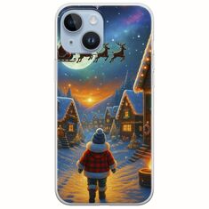 Santa Over The Village iPhone 15 Flexible TPU (Διάφανη Σιλικόνη)