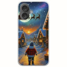 Santa Over The Village iPhone 16 Plus Flexible TPU (Διάφανη Σιλικόνη)