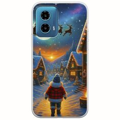 Santa Over The Village Motorola Moto G34 5G Flexible TPU (Διάφανη Σιλικόνη)