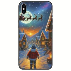 Santa Over The Village iPhone X / XS Black TPU (Μαύρη Σιλικόνη)