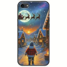 Santa Over The Village iPhone 8 Black TPU (Μαύρη Σιλικόνη)