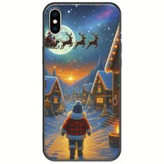 Santa Over The Village iPhone XS Max Black TPU (Μαύρη Σιλικόνη)
