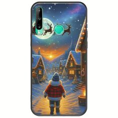 Santa Over The Village Huawei P40 Lite E Black TPU (Μαύρη Σιλικόνη)