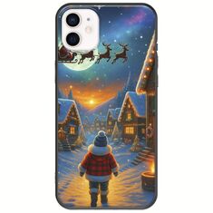 Santa Over The Village iPhone 12 Black TPU (Μαύρη Σιλικόνη)
