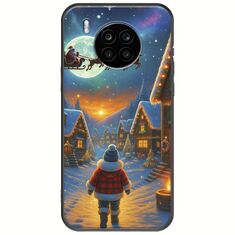Santa Over The Village Huawei Nova 8i Black TPU (Μαύρη Σιλικόνη)