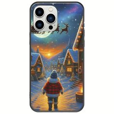 Santa Over The Village iPhone 14 Pro Black TPU (Μαύρη Σιλικόνη)