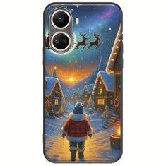 Santa Over The Village Huawei Nova 10 SE Black TPU (Μαύρη Σιλικόνη)