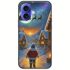Santa Over The Village iPhone 16 Black TPU (Μαύρη Σιλικόνη)