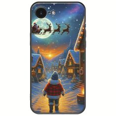 Santa Over The Village iPhone 16e Black TPU (Μαύρη Σιλικόνη)