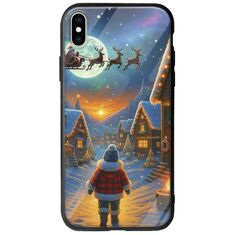 Santa Over The Village iPhone X / XS Groove TPU (Tempered Glass και TPU)