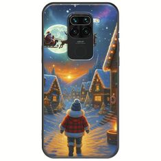 Santa Over The Village Xiaomi Redmi Note 9 Black TPU (Μαύρη Σιλικόνη)