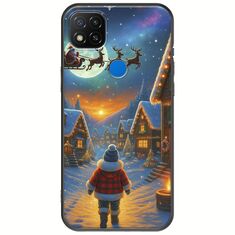 Santa Over The Village Xiaomi Redmi 9C Black TPU (Μαύρη Σιλικόνη)