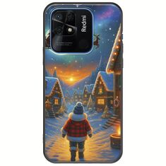 Santa Over The Village Xiaomi Redmi 10C Black TPU (Μαύρη Σιλικόνη)