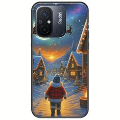Santa Over The Village Xiaomi Redmi 12C Black TPU (Μαύρη Σιλικόνη)