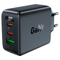 Acefast GaN Fast Charger 65W Black με 2 USB-C και USB-A