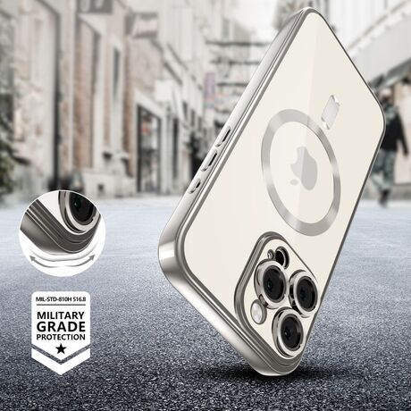 Tech Protect MagFlex Shinny Titanium - Λεπτομέρεια σχεδιασμού και υποστήριξη MagSafe.