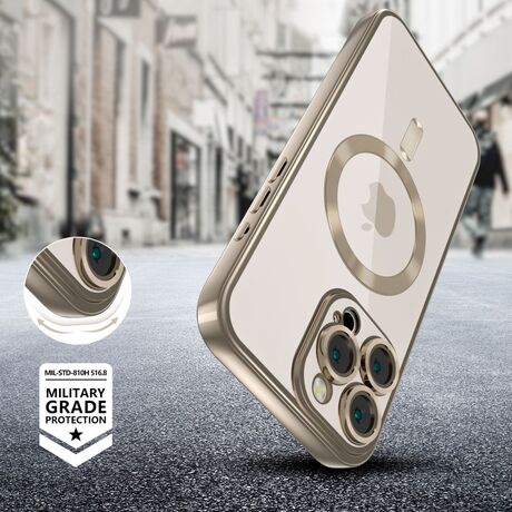 Tech Protect MagFlex Shinny Desert - Πίσω όψη με ενισχυμένη προστασία για την κάμερα του iPhone 16 Pro Max.