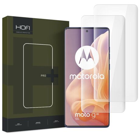 Προστατευτικό γυαλί Hofi UV Glass Pro+ τοποθετημένο στη συσκευή Motorola Moto G85 5G