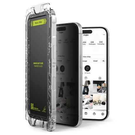 Ringke Tempered Glass Privacy για iPhone 15 / 16, αντοχή σε γρατσουνιές και διακριτική θέαση