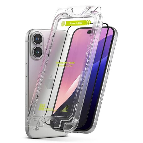 Εφαρμογή προστατευτικού γυαλιού Ringke Easy Slide στο iPhone 15 / 16