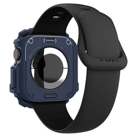 pple Watch 10 (46mm) με θήκη Spigen Rugged Armor Navy Blue φορεμένο στον καρπό