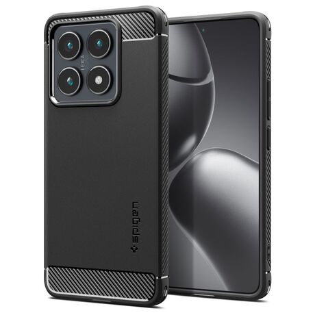 Θήκη Spigen Rugged Armor για Xiaomi 14T Pro σε μαύρο χρώμα, μπροστινή όψη