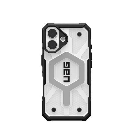 Phone 16 τοποθετημένο στη θήκη UAG Pathfinder MagSafe Ice, με έμφαση στη λειτουργικότητα MagSafe.