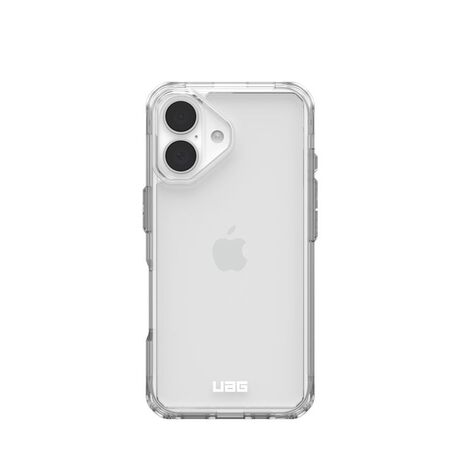 iPhone 16 μέσα στη θήκη UAG Plyo Ice, δείχνοντας την προστασία της οθόνης και της κάμερας.