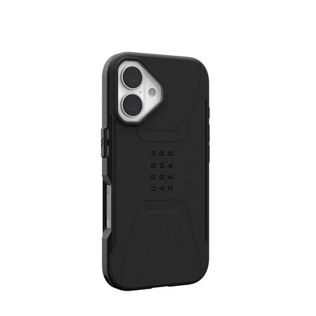 θήκη UAG Civilian Magsafe Black, δείχνοντας τη λειτουργία MagSafe και την προστασία της οθόνης και της κάμερας.