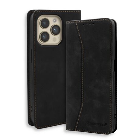 Θήκη Bodycell PU Leather Book iPhone 16 Pro σε μαύρο χρώμα