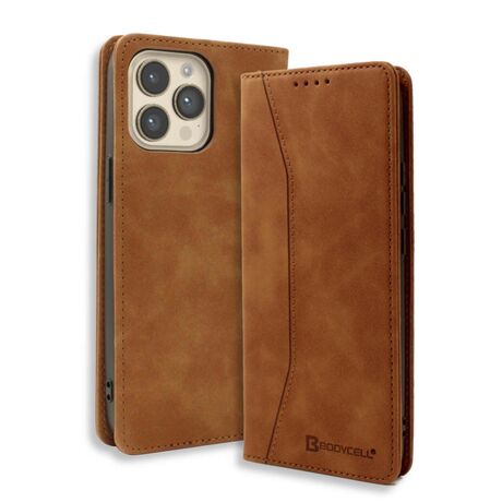 Θήκη Bodycell PU Leather Book iPhone 16 Pro σε καφέ χρώμα