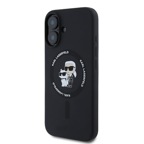 Θήκη Karl Lagerfeld iPhone 16 με σχέδιο Karl & Choupette’s Head σε μαύρο χρώμα