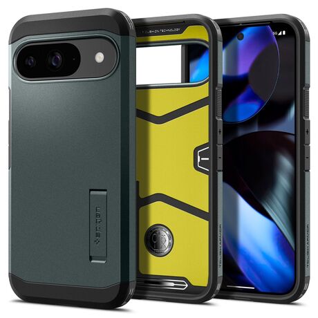 Θήκη Spigen Tough Armor για Google Pixel 9 / 9 Pro - Εμπρόσθια όψη με κομψό μαύρο σχεδιασμό